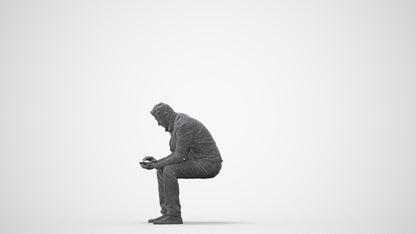 realistic 3D human man casual sitting, archviz people FBX OBJ for Blender, square thumbnail
