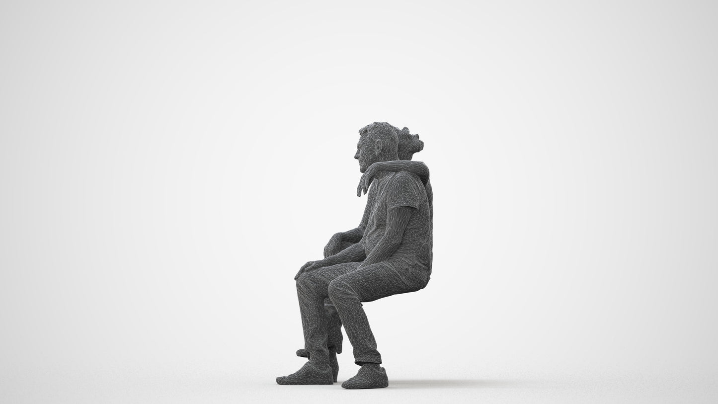 3D people model senior woman casual couple, scanned human for 3ds Max rendering, square thumbnail