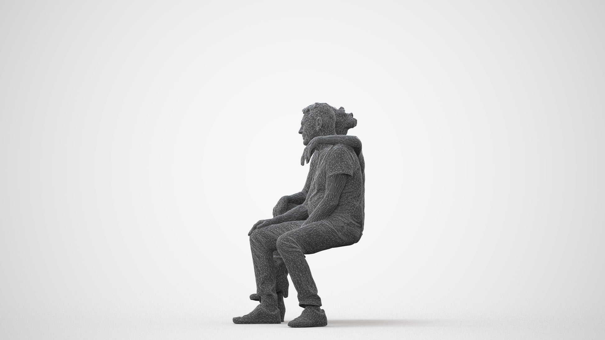 3D people model senior woman casual couple, scanned human for 3ds Max rendering, square thumbnail