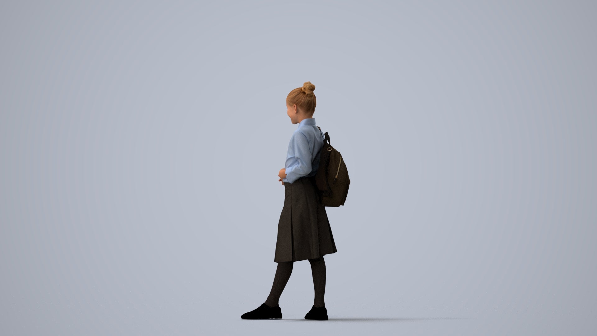 scanned 3D girl kids, photogrammetry people for Enscape and V-Ray, three-quarter view render