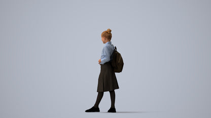 scanned 3D girl kids, photogrammetry people for Enscape and V-Ray, three-quarter view render