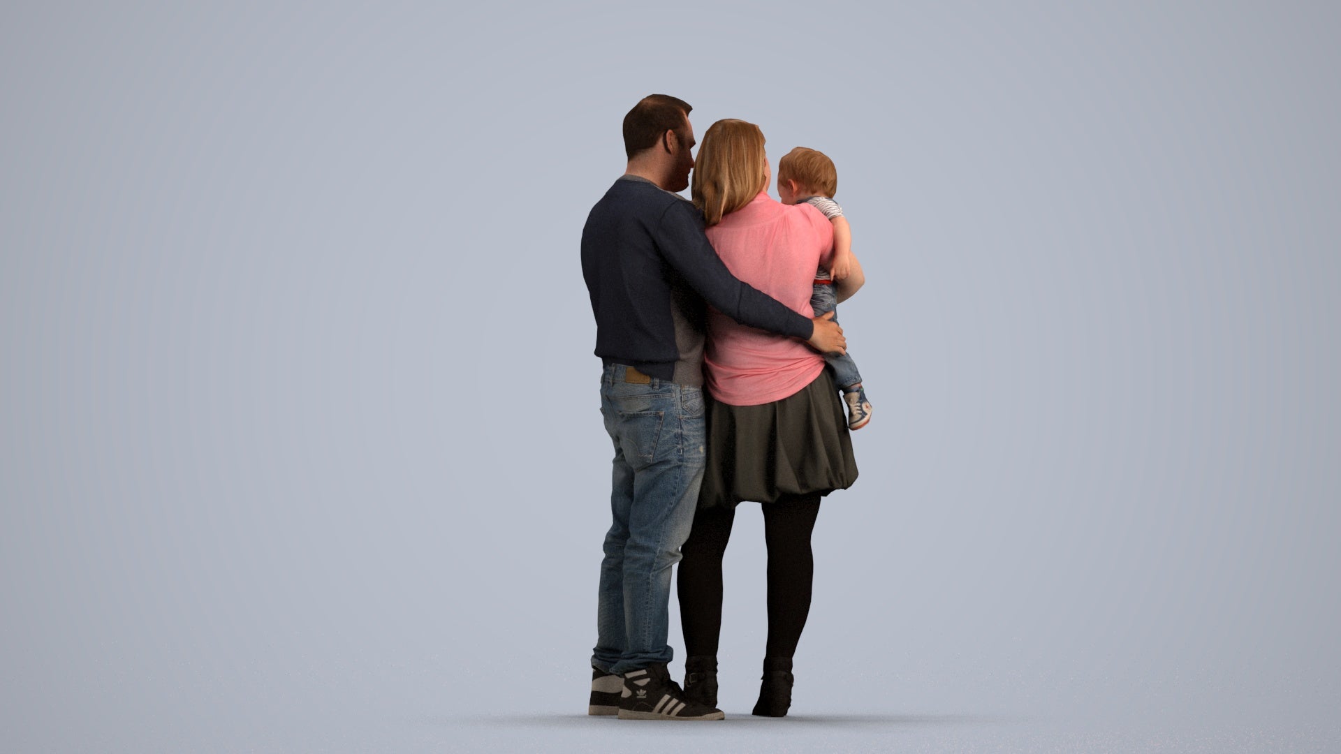 realistic 3D people girl casual standing, render-ready for V-Ray and Corona, FBX OBJ, front view render