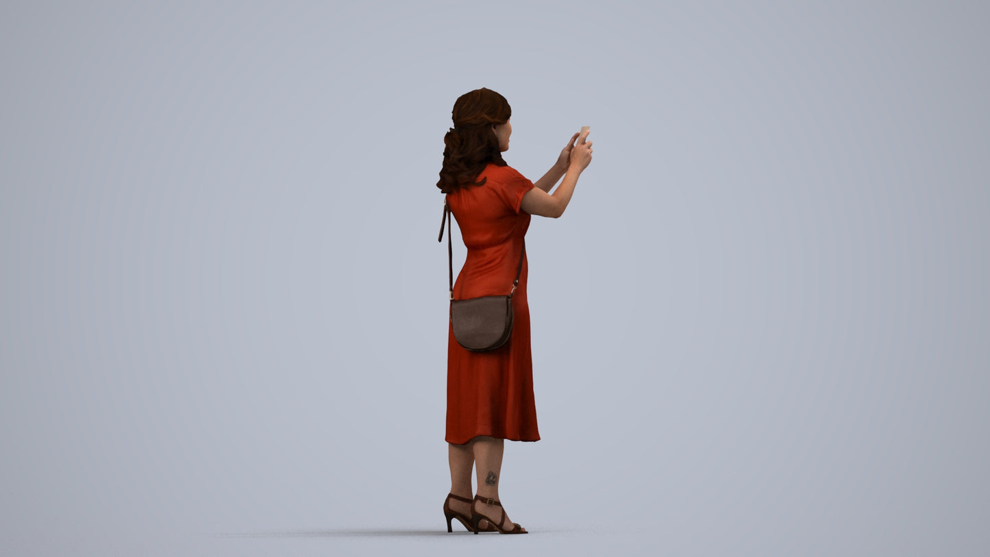 photogrammetry 3D woman casual standing, realistic human model archviz FBX, side view render