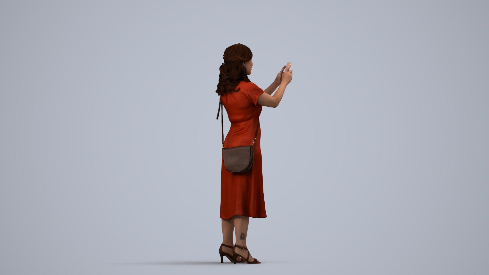 photogrammetry 3D woman casual standing, realistic human model archviz FBX, side view render