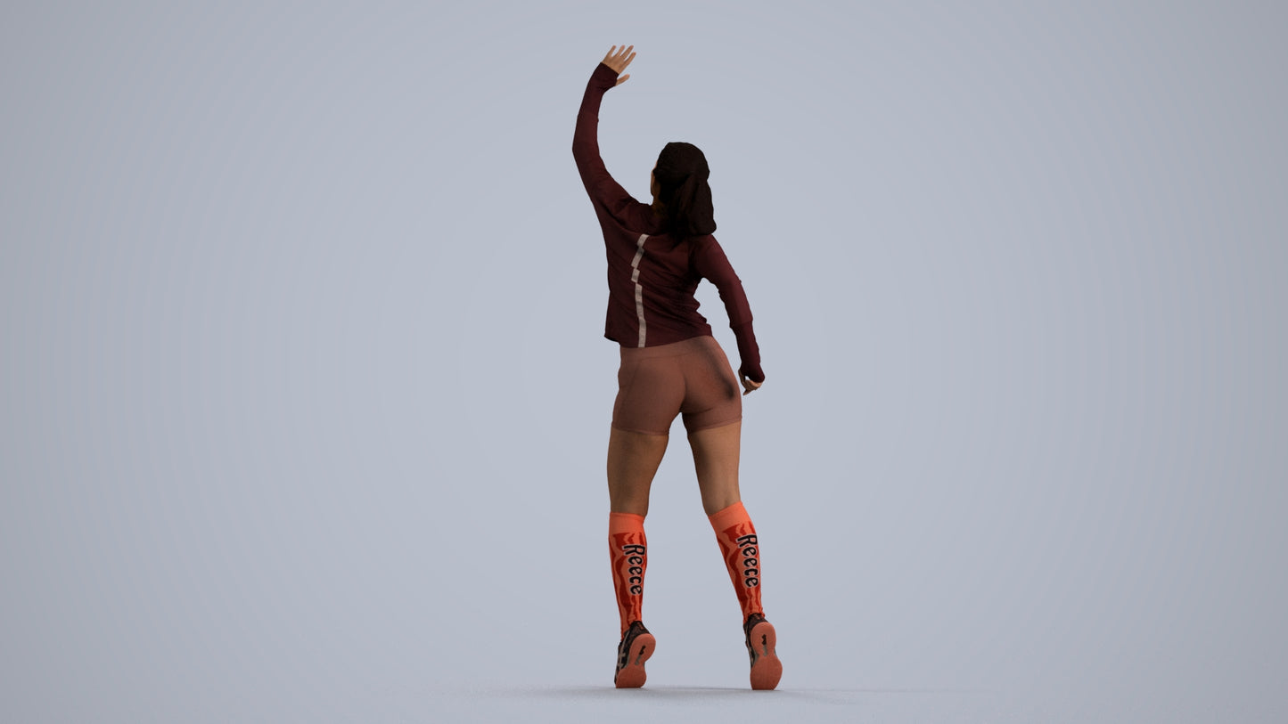 realistic 3D human woman sport, archviz people FBX OBJ for Blender, front view render