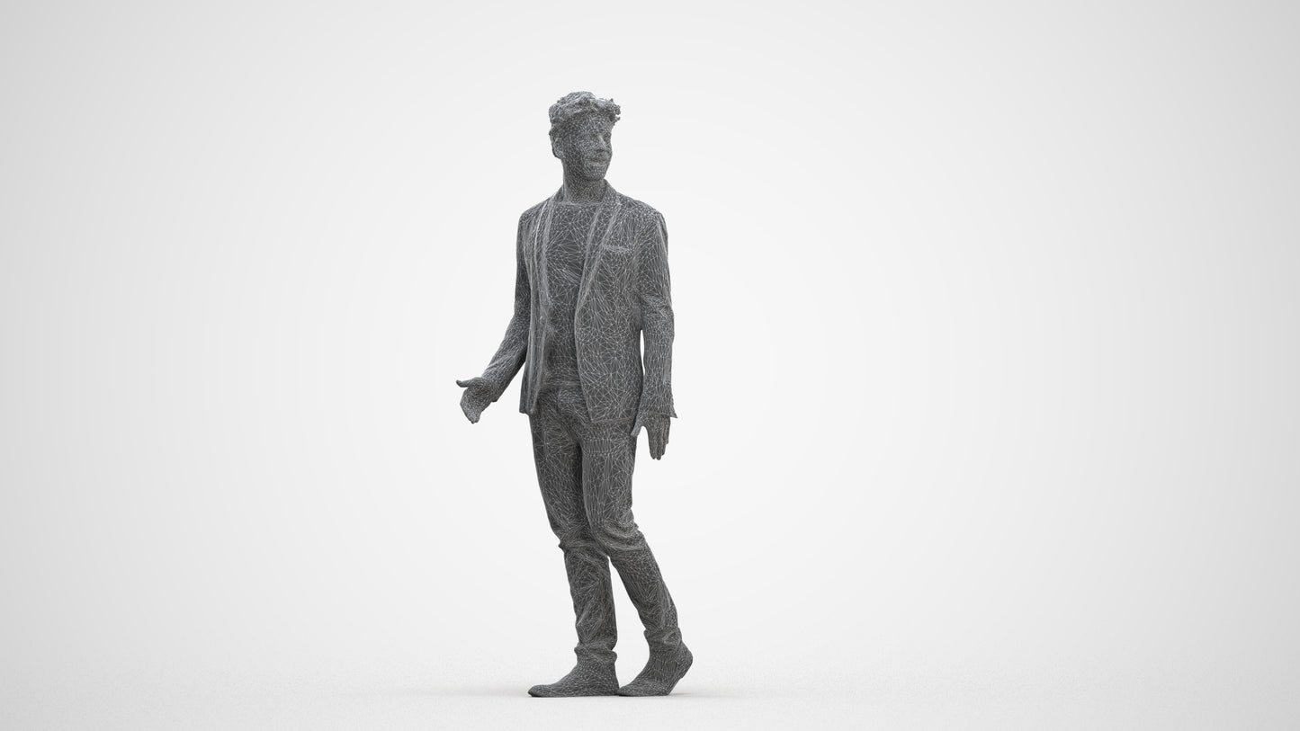 photogrammetry 3D man casual business, realistic human model archviz FBX, three-quarter front view render