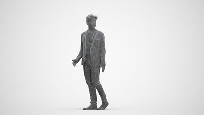 photogrammetry 3D man casual business, realistic human model archviz FBX, three-quarter front view render