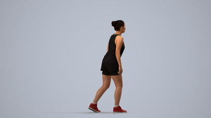 3D people model woman sport, scanned human for 3ds Max rendering, side view render