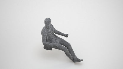 3D human model man casual business, photogrammetry scanned person for archviz, wireframe three-quarter view