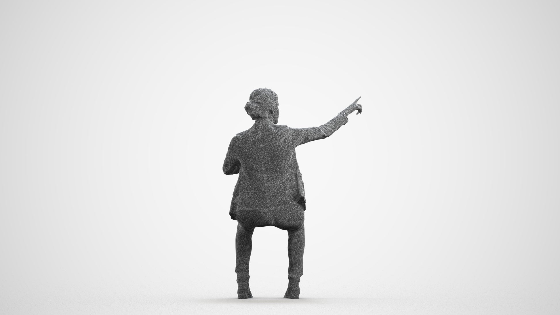 scanned 3D woman business mix, photogrammetry people for Enscape and V-Ray, wireframe front view