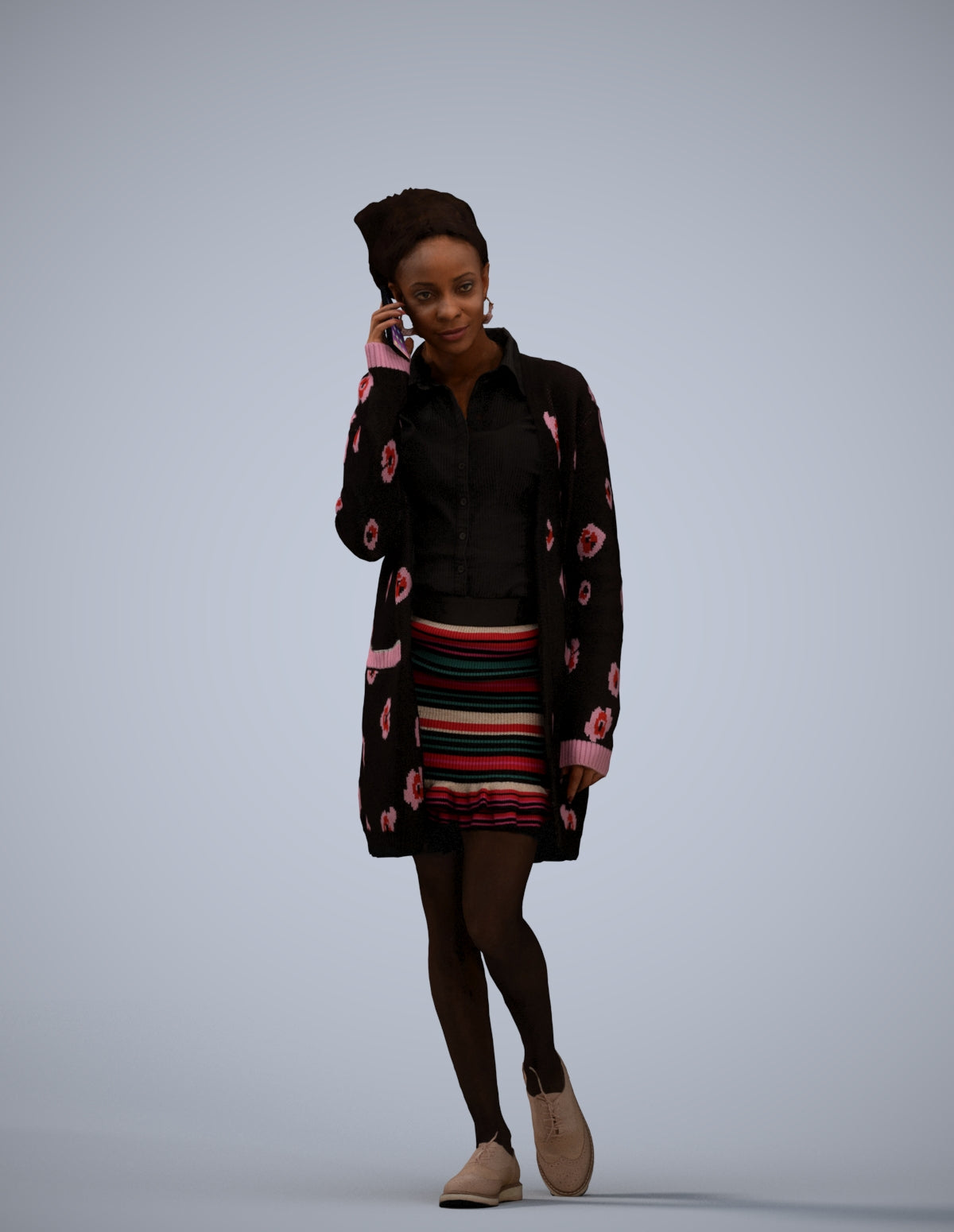 3D people model woman casual walking, scanned human for 3ds Max rendering