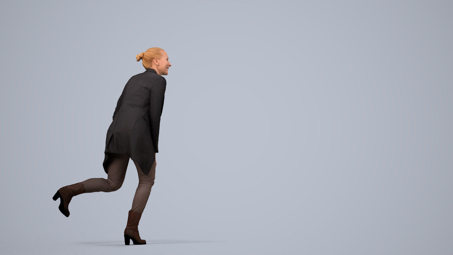realistic 3D people woman business standing, render-ready for V-Ray and Corona, FBX OBJ, side view render