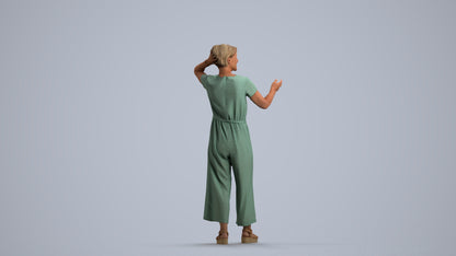 realistic 3D human senior woman casual standing, archviz people FBX OBJ for Blender, front view render