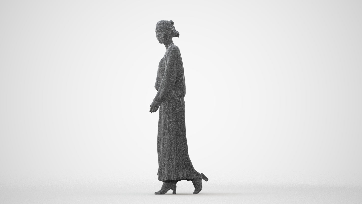 realistic 3D people woman casual walking, render-ready for V-Ray and Corona, FBX OBJ, square thumbnail