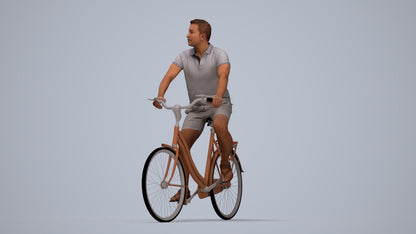 scanned 3D man casual cycling, photogrammetry people for Enscape and V-Ray, top-down view render