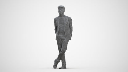 realistic 3D people man casual standing, render-ready for V-Ray and Corona, FBX OBJ, three-quarter front view render