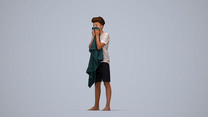 realistic 3D boy casual kids, scanned archviz people for Blender and 3ds Max, top-down view render