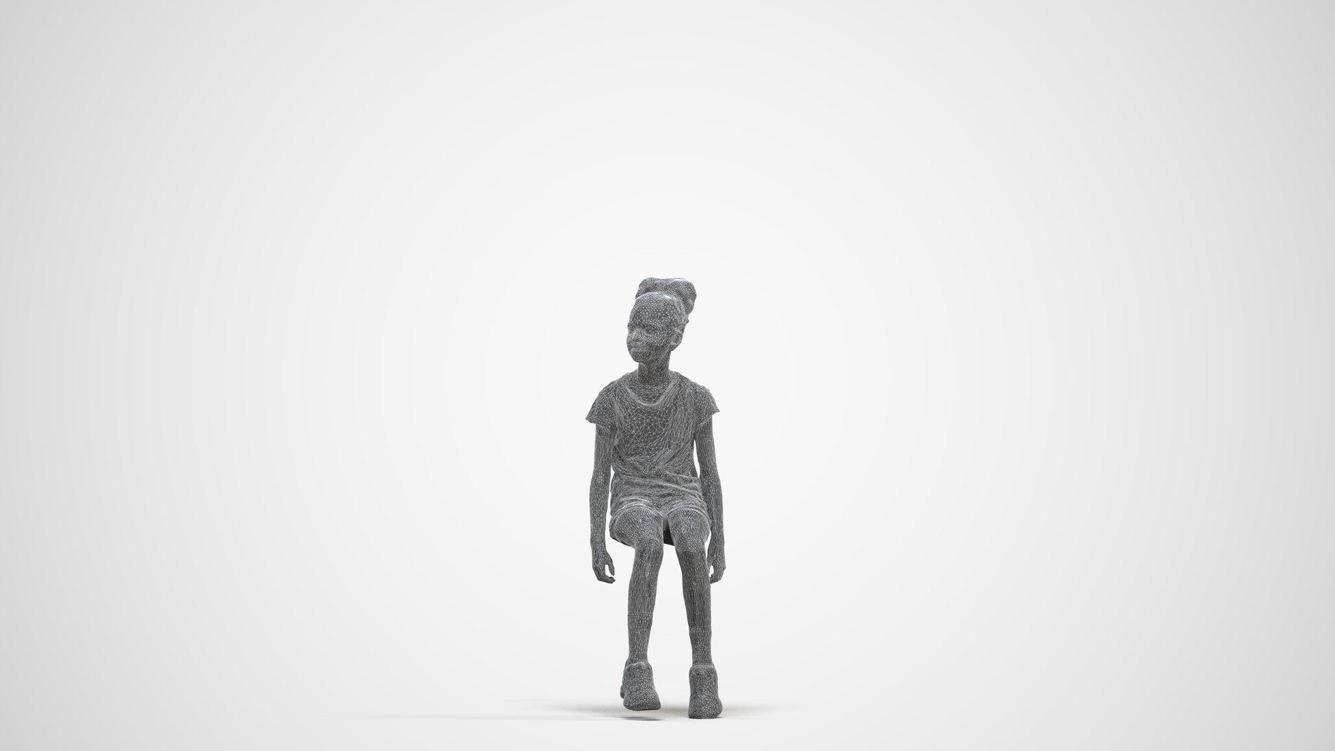 3D people model girl casual kids, scanned human for 3ds Max rendering, three-quarter front view render