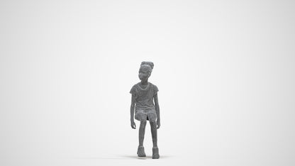 3D people model girl casual kids, scanned human for 3ds Max rendering, three-quarter front view render