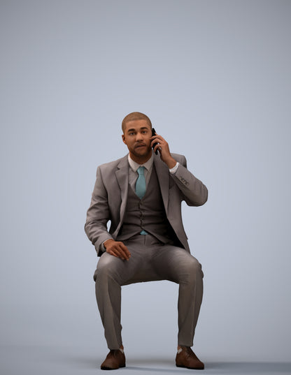 scanned 3D man business, photogrammetry people for Enscape and V-Ray