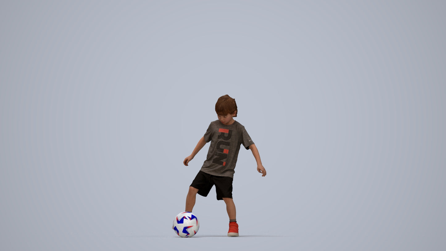 realistic 3D boy casual kids, scanned archviz people for Blender and 3ds Max, top-down view render