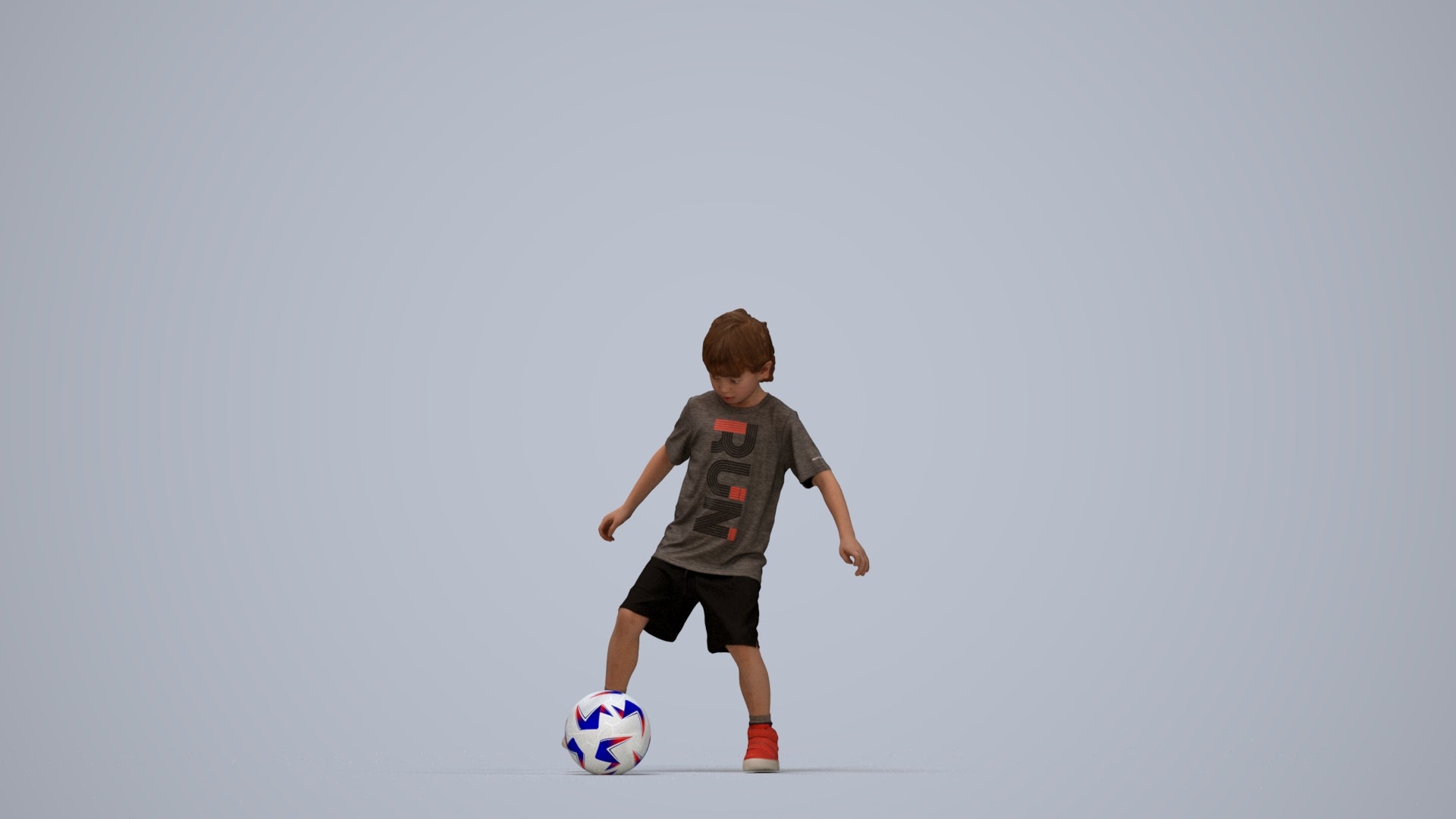 realistic 3D boy casual kids, scanned archviz people for Blender and 3ds Max, top-down view render