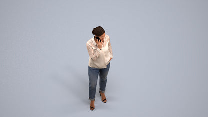 3D scanned woman standing casual, photorealistic archviz people for Enscape and SketchUp, back view render
