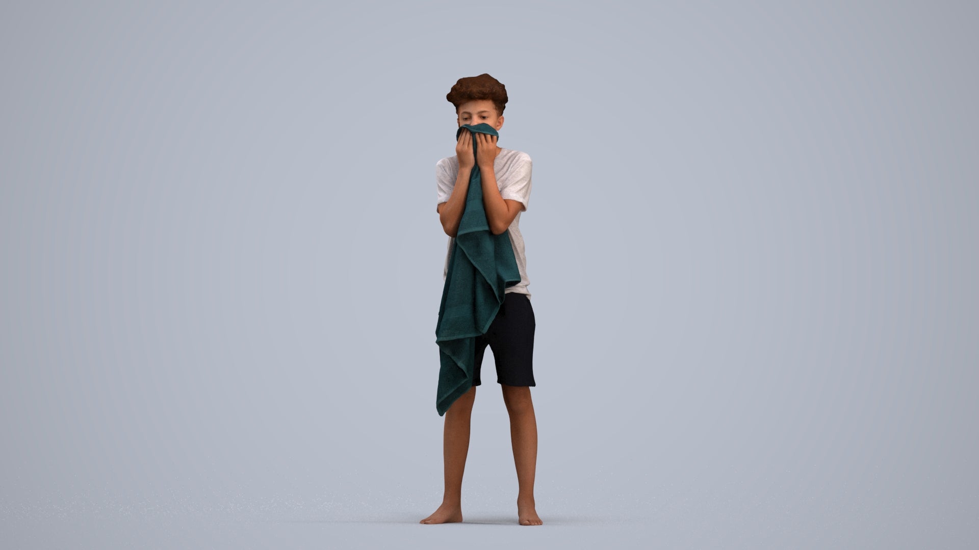 realistic 3D boy casual kids, scanned archviz people for Blender and 3ds Max, standing pose render