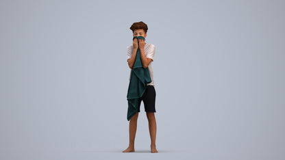 realistic 3D boy casual kids, scanned archviz people for Blender and 3ds Max, standing pose render