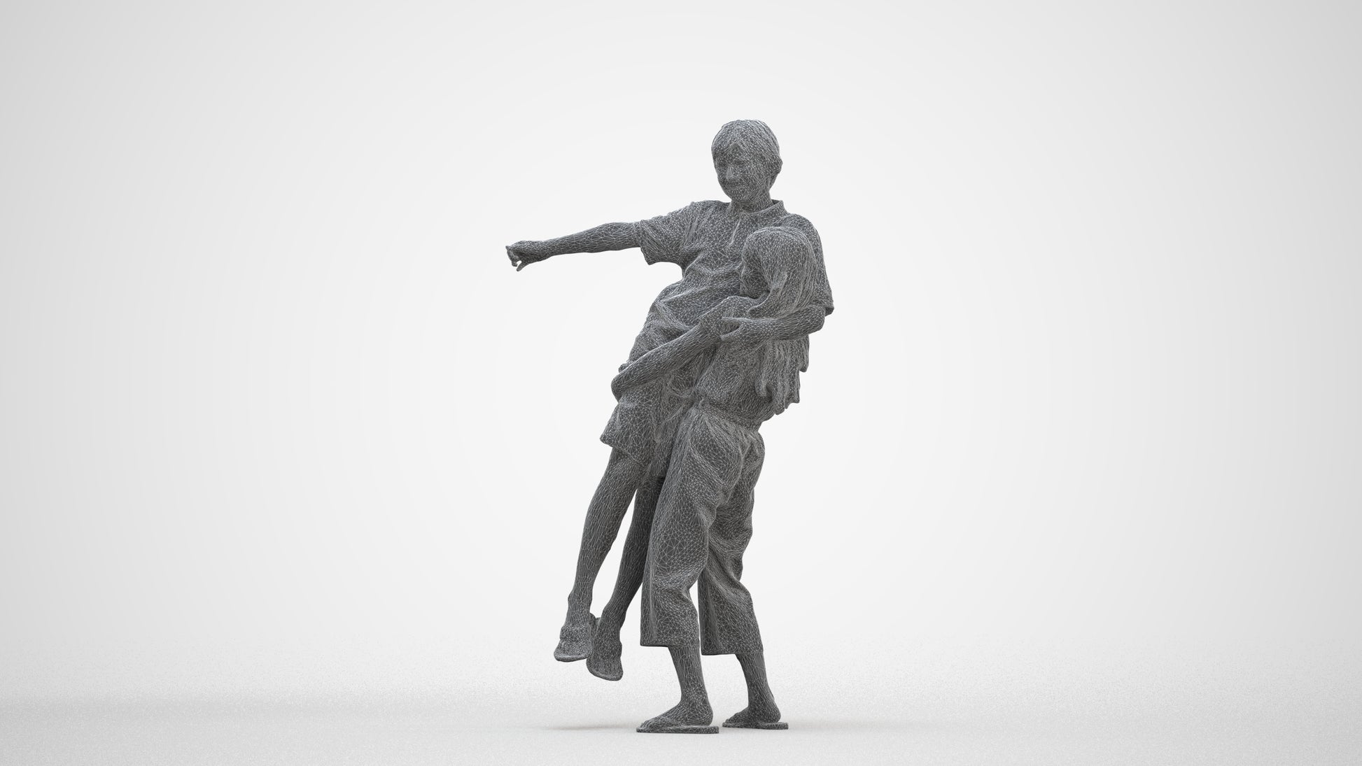 realistic 3D human girl kids, archviz people FBX OBJ for Blender, three-quarter front view render