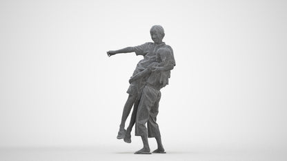 realistic 3D human girl kids, archviz people FBX OBJ for Blender, three-quarter front view render