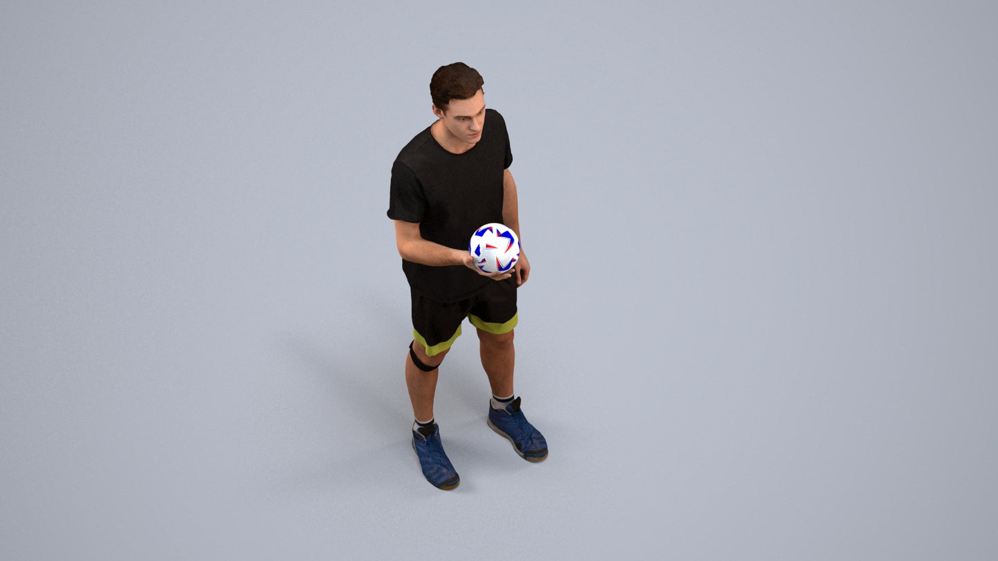 realistic 3D human man sport, archviz people FBX OBJ for Blender, back view render