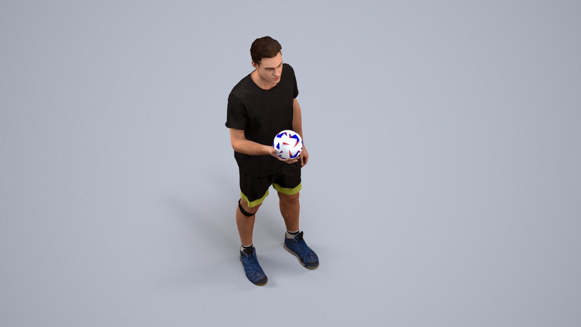 realistic 3D human man sport, archviz people FBX OBJ for Blender, back view render