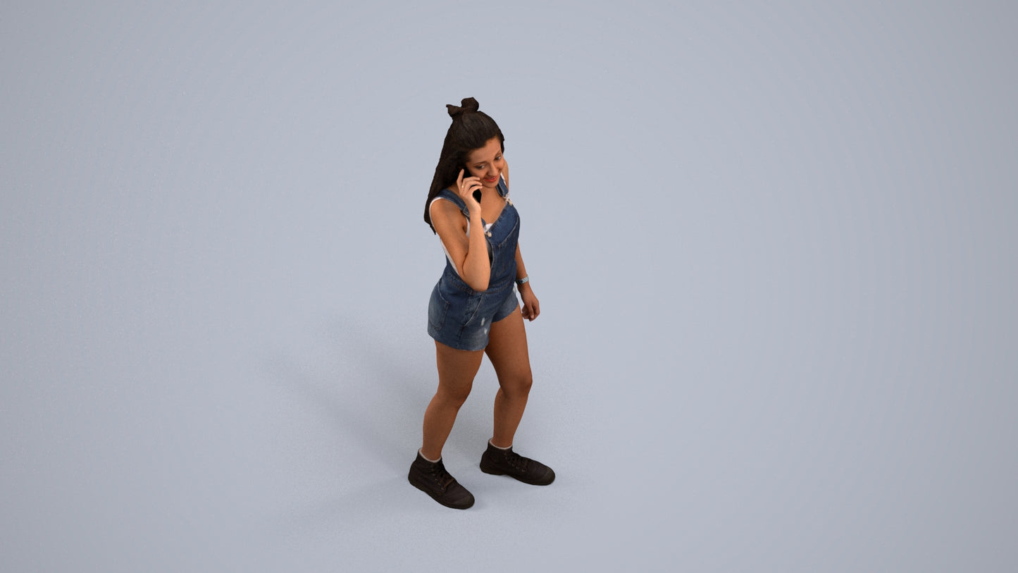 realistic 3D woman casual standing, scanned archviz people for Blender and 3ds Max, back view render