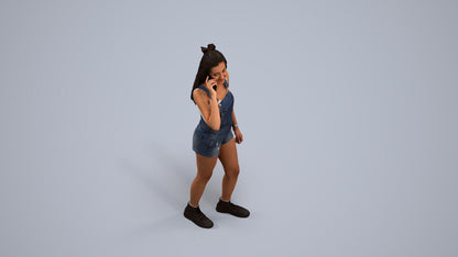 realistic 3D woman casual standing, scanned archviz people for Blender and 3ds Max, back view render