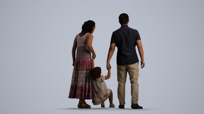 3D people model girl casual kids, scanned human for 3ds Max rendering, front view render