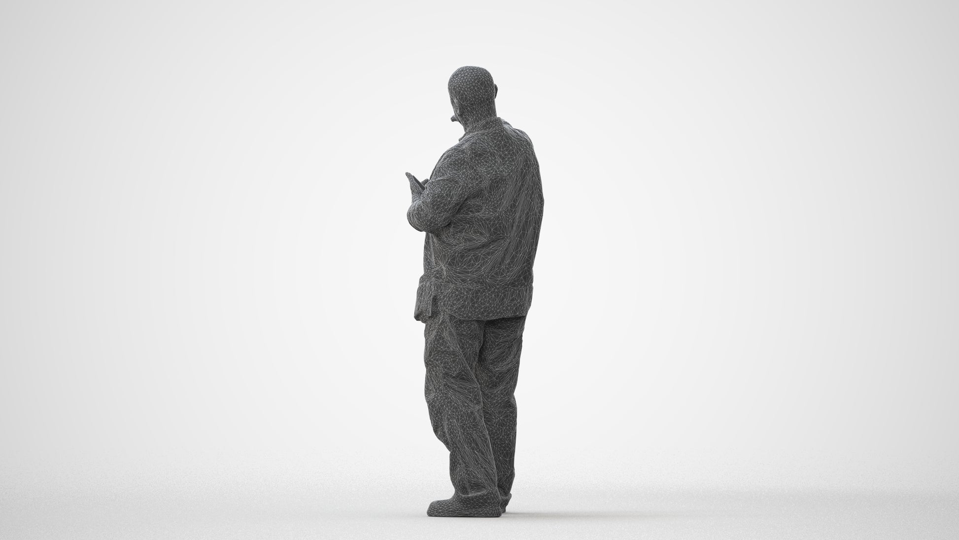 realistic 3D senior man standing, scanned archviz people for Blender and 3ds Max, square thumbnail