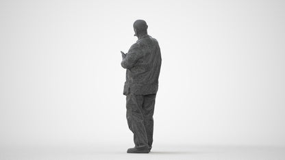realistic 3D senior man standing, scanned archviz people for Blender and 3ds Max, square thumbnail