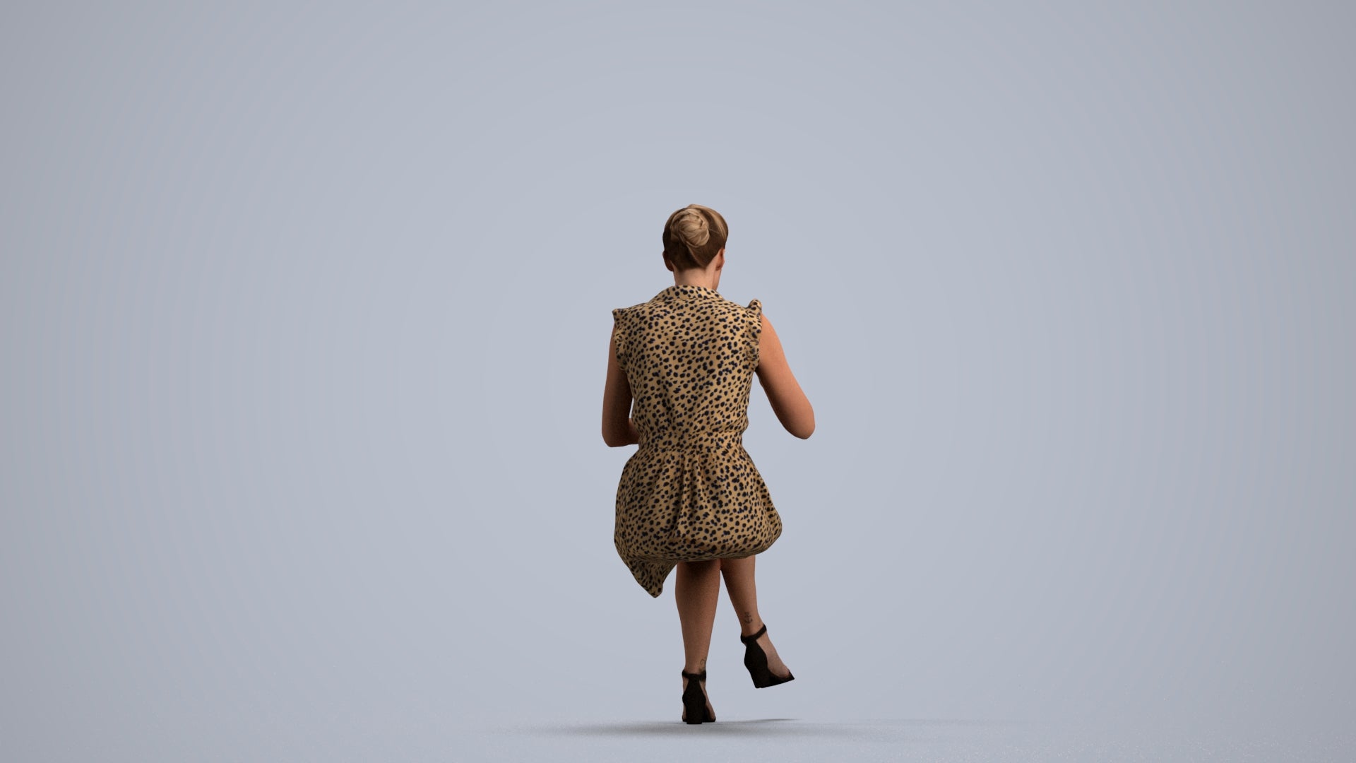 3D scanned woman sitting casual, photorealistic archviz people for Enscape and SketchUp, front view render