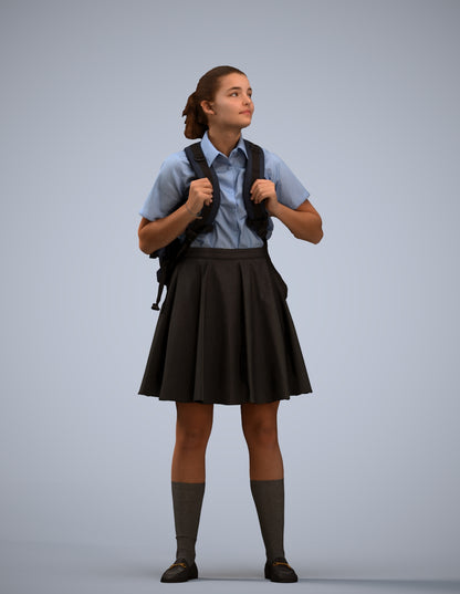 realistic 3D human girl kids, archviz people FBX OBJ for Blender