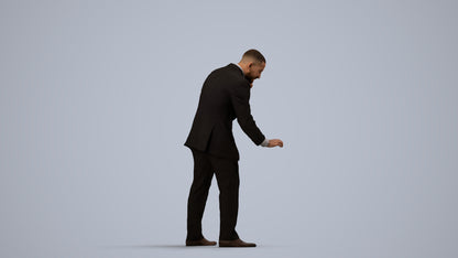 3D people model man business, scanned human for 3ds Max rendering, side view render