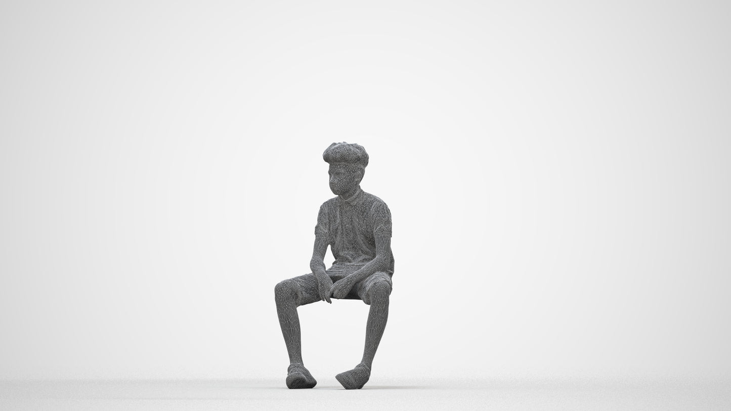 3D scanned boy kids casual, photorealistic archviz people for Enscape and SketchUp, wireframe back view