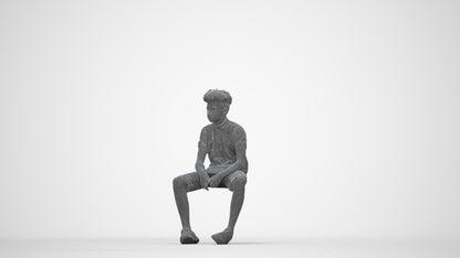 3D scanned boy kids casual, photorealistic archviz people for Enscape and SketchUp, wireframe back view