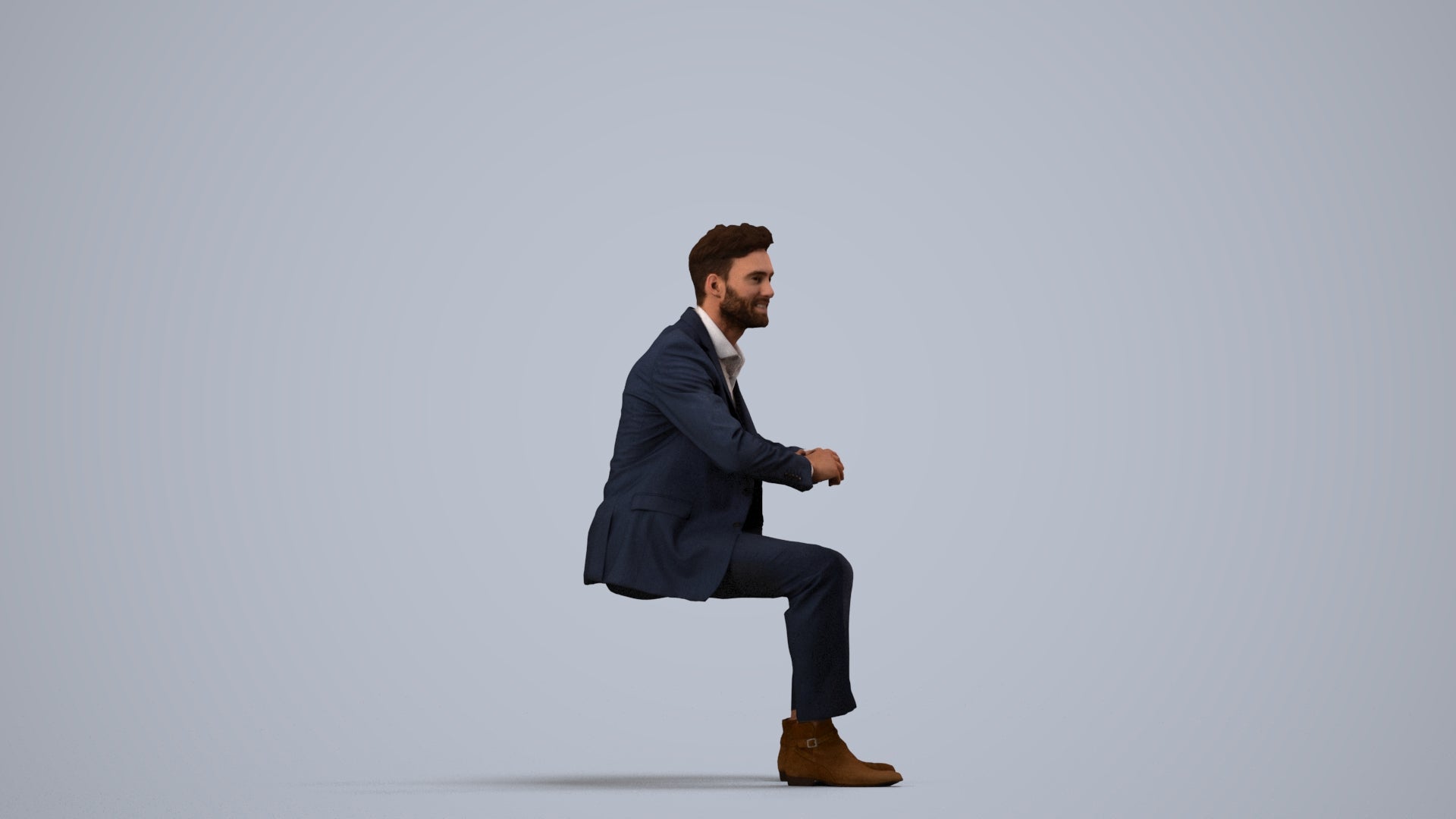 scanned 3D man business, photogrammetry people for Enscape and V-Ray, side view render