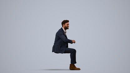scanned 3D man business, photogrammetry people for Enscape and V-Ray, side view render