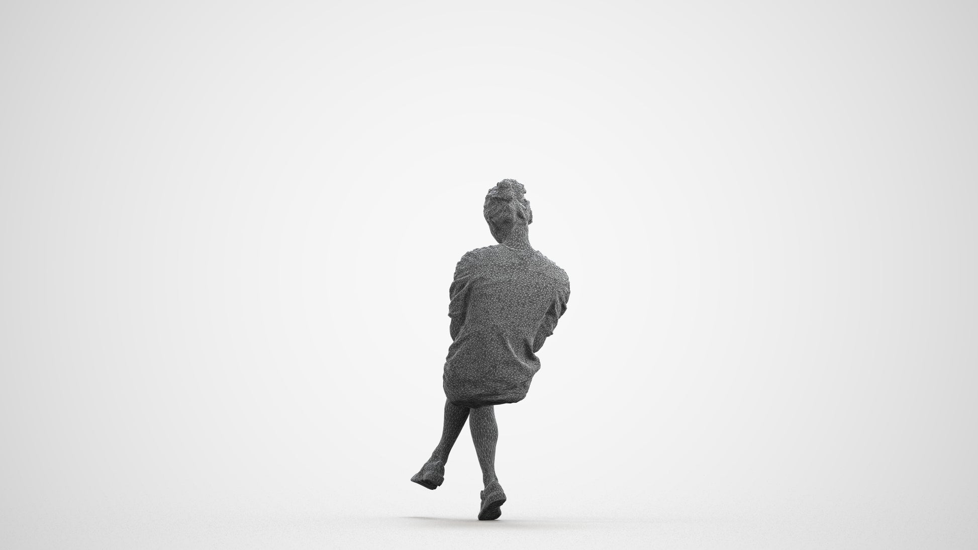 photogrammetry 3D woman business, realistic human model archviz FBX, wireframe front view
