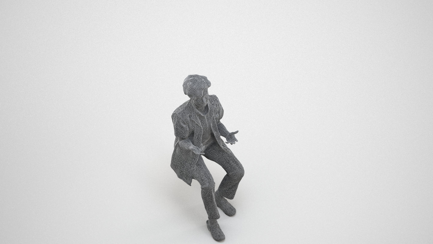 scanned 3D woman medical, photogrammetry people for Enscape and V-Ray, wireframe three-quarter view