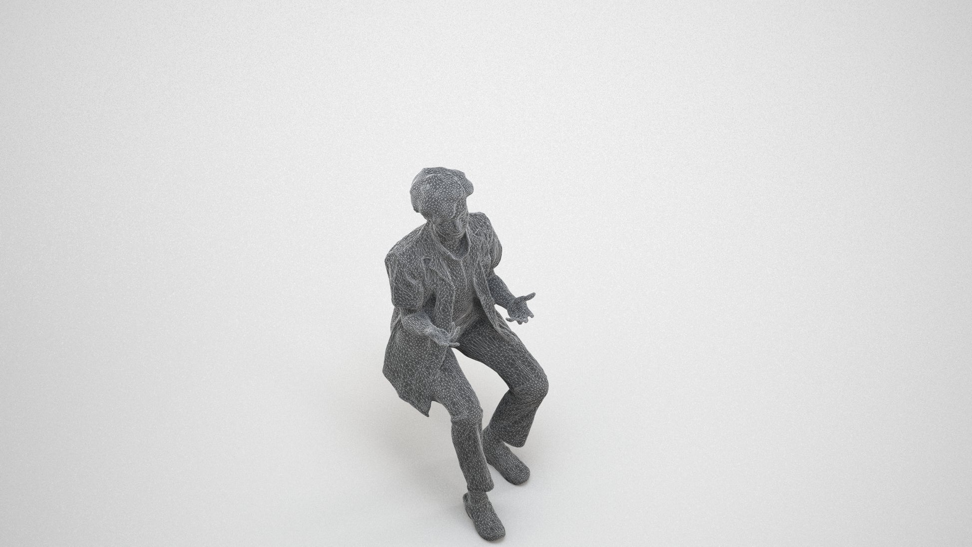 scanned 3D woman medical, photogrammetry people for Enscape and V-Ray, wireframe three-quarter view