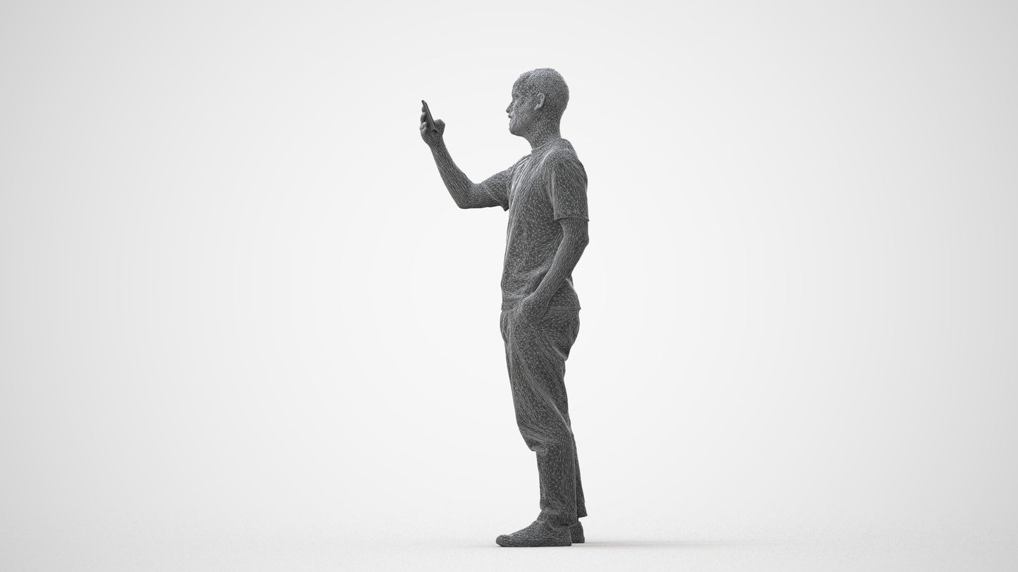 3D people model man casual standing, scanned human for 3ds Max rendering, square thumbnail