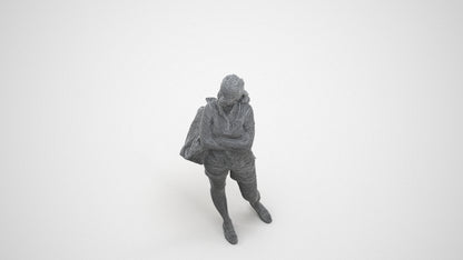 scanned 3D woman casual standing, photogrammetry people for Enscape and V-Ray, wireframe three-quarter view